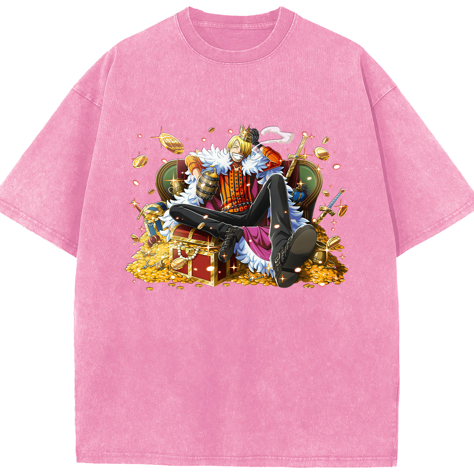 （画像用） ワンピース サンジ ONE PIECE Sanji 綿100% ヴィンテージ風 半袖Tシャツ（フロントプリント）